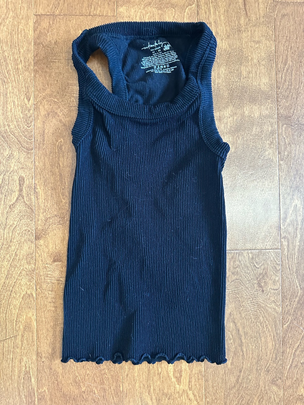 Free People Black Intimately Free Ribbed Black Razorback Tank Top